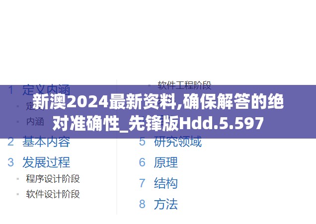 新澳2024最新资料,确保解答的绝对准确性_先锋版Hdd.5.597